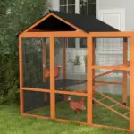 Wooden Chicken Coop Run for 6 - 10 Chickens, Hen House Add-On with Storage and Perches, 49" x 48" x 12.5", Orange - Image 8