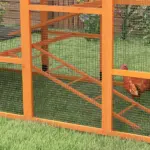 Wooden Chicken Coop Run for 6 - 10 Chickens, Hen House Add-On with Storage and Perches, 49" x 48" x 12.5", Orange - Image 9