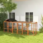 Wooden Chicken Coop Run for 6 - 10 Chickens, Hen House Add-On with Storage and Perches, 49" x 48" x 12.5", Orange - Image 10