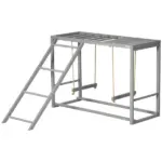 Wooden Chicken Swing Set Gray Activity Center for 3-4 Chickens with Multiple Roosting Perches for Resting Play - Image 11
