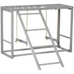 Wooden Chicken Swing Set Gray Activity Center for 3-4 Chickens with Multiple Roosting Perches for Resting Play