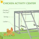 Wooden Chicken Swing Set Gray Activity Center for 3-4 Chickens with Multiple Roosting Perches for Resting Play - Image 4