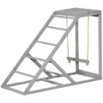 Wooden Chicken Toys for Coop with Swing, Chicken Activity Center with Multiple Roosting Perches or Ladder, Platform for Resting