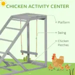 Wooden Chicken Toys for Coop with Swing, Chicken Activity Center with Multiple Roosting Perches or Ladder, Platform for Resting - Image 4