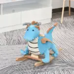 Wooden Dinosaur Rocking Horse, Realistic Sounds, Fun Prehistoric Child Ride-On Toy, Blue, for 18-36 Months - Image 2