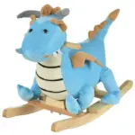 Wooden Dinosaur Rocking Horse, Realistic Sounds, Fun Prehistoric Child Ride-On Toy, Blue, for 18-36 Months - Image 11