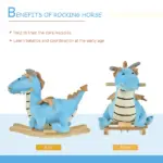Wooden Dinosaur Rocking Horse, Realistic Sounds, Fun Prehistoric Child Ride-On Toy, Blue, for 18-36 Months - Image 5