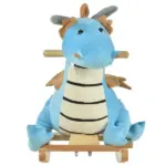 Wooden Dinosaur Rocking Horse, Realistic Sounds, Fun Prehistoric Child Ride-On Toy, Blue, for 18-36 Months - Image 8