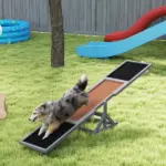 Wooden Dog Agility Seesaw for Training and Exercise, Weather Resistant, 83" L x 16" W x 14" H, Gray - Image 2