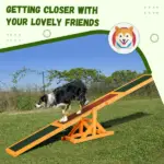 PawHut Wooden Dog Agility Seesaw, Training and Exercise Equipment, Weather Resistant, 71 Inch L, Natural - Image 6
