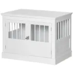 Wooden Dog Crate End Table, White, Triple Doors, Steel Tubes, for Small Dogs - Image 11