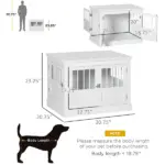 Wooden Dog Crate End Table, White, Triple Doors, Steel Tubes, for Small Dogs - Image 3
