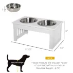 Wooden Dog Feeding Station with 2 Stainless Steel Bowls and Non-Slip Base White - Image 3