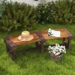 Outsunny Wooden Garden Bench, Semicircular Round Outdoor Tree Bench, Wrap Around Park Bench for Yard, Patio, Deck, Lawn, Brown - Image 2