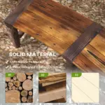 Outsunny Wooden Garden Bench, Semicircular Round Outdoor Tree Bench, Wrap Around Park Bench for Yard, Patio, Deck, Lawn, Brown - Image 5