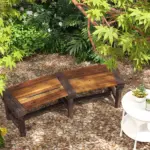 Outsunny Wooden Garden Bench, Semicircular Round Outdoor Tree Bench, Wrap Around Park Bench for Yard, Patio, Deck, Lawn, Brown - Image 9