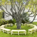 Outsunny Wooden Garden Bench, Semicircular Round Outdoor Tree Bench, Wrap Around Park Bench for Yard, Patio, Deck, Lawn, Natural - Image 8