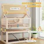 Wooden Hamster Cage, 3-Tier Small Animal Cage with Hut, Seesaw, Ramps, Exercise Wheel, Acrylic Panel and Bottom Tray - Image 4