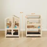 PawHut Wooden Hamster Cage, Large 3 Tier Hamster Cage with Pull-Out Tray, Openable Top, Hut, Seesaws, 26.8"L x 24.2"W x 35.4"H - Image 3