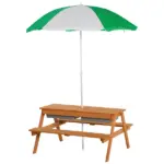 Wooden Kids Picnic Table with Sandbox, Adjustable Umbrella, and Removable Parasol, Outdoor Set for Garden and Patio - Image 11