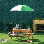 Wooden Kids Picnic Table with Sandbox, Adjustable Umbrella, and Removable Parasol, Outdoor Set for Garden and Patio - Image 10