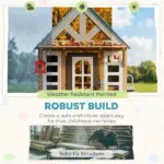 Wooden Kids Playhouse with Pet Door, Play Kitchen, Mailbox, Doorbell, Birdhouse, Fence and Windows for Pretend Play - Image 5