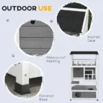 Wooden Outdoor Cat House with Asphalt Roof, Escape Doors, Condo, Jumping Platform, Light Gray - Image 6
