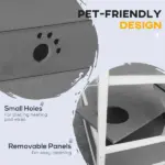 Wooden Outdoor Cat House with Asphalt Roof, Escape Doors, Condo, Jumping Platform, Light Gray - Image 7