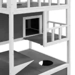 Wooden Outdoor Cat House with Asphalt Roof, Escape Doors, Condo, Jumping Platform, Light Gray - Image 9