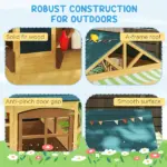 Wooden Outdoor Playhouse, Foldable Kids Cottage with Windows, Working Door, Snack Bars, Waterproof Covers, for 3-8 Years - Image 7