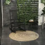 Outsunny Wooden Outdoor Rocking Chair with Armrests, High Back for Garden, Patio, Balcony, Porch, Black - Image 2