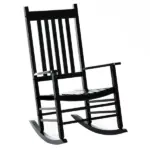 Outsunny Wooden Outdoor Rocking Chair with Armrests, High Back for Garden, Patio, Balcony, Porch, Black - Image 11