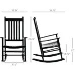 Outsunny Wooden Outdoor Rocking Chair with Armrests, High Back for Garden, Patio, Balcony, Porch, Black - Image 3