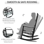 Outsunny Wooden Outdoor Rocking Chair with Armrests, High Back for Garden, Patio, Balcony, Porch, Black - Image 5