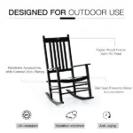Outsunny Wooden Outdoor Rocking Chair with Armrests, High Back for Garden, Patio, Balcony, Porch, Black - Image 6