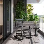 Outsunny Wooden Outdoor Rocking Chair with Armrests, High Back for Garden, Patio, Balcony, Porch, Black - Image 10