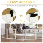 Wooden Pet Gate, 6-Panel Folding Dog Safety Barrier with Support Feet for Small and Medium Dogs, White - Image 4