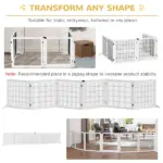 Wooden Pet Gate, 6-Panel Folding Dog Safety Barrier with Support Feet for Small and Medium Dogs, White - Image 5