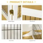 Wooden Pet Gate, 6-Panel Folding Dog Safety Barrier with Support Feet for Small and Medium Dogs, White - Image 7