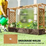 Wooden Planter Box with Trellis, Hanging Roof and Drainage Holes for Climbing Plants, Vegetables, Herbs and Flowers - Image 6