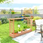 Wooden Planter Box with Trellis, Hanging Roof and Drainage Holes for Climbing Plants, Vegetables, Herbs and Flowers - Image 8