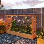 Wooden Planter Box with Trellis, Hanging Roof and Drainage Holes for Climbing Plants, Vegetables, Herbs and Flowers - Image 9