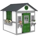 Outsunny Wooden Playhouse for Kids Outdoor with Doors, Windows, Planter Pots and Boxes for Toddlers 3-8 Years, White - Image 11