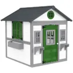 Outsunny Wooden Playhouse for Kids Outdoor with Doors, Windows, Planter Pots and Boxes for Toddlers 3-8 Years, White - Image 12