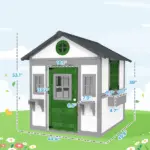 Outsunny Wooden Playhouse for Kids Outdoor with Doors, Windows, Planter Pots and Boxes for Toddlers 3-8 Years, White - Image 3