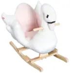 Qaba Wooden Plush Swan Rocking Horse, Ride-On Toy with Music, White and Pink, Soothing for Infants and Toddlers - Image 11