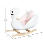Qaba Wooden Plush Swan Rocking Horse, Ride-On Toy with Music, White and Pink, Soothing for Infants and Toddlers - Image 3