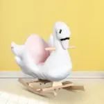 Qaba Wooden Plush Swan Rocking Horse, Ride-On Toy with Music, White and Pink, Soothing for Infants and Toddlers - Image 9