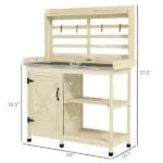 Wooden Potting Bench with Storage, Sink, Water Tap for Backyard, Patio, Balcony, Natural - Image 3