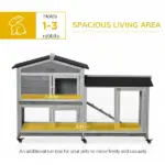 Wooden Rabbit Hutch 62" with Wheels Light Gray Bunny Cage Pet Playhouse Indoor Outdoor - Image 4